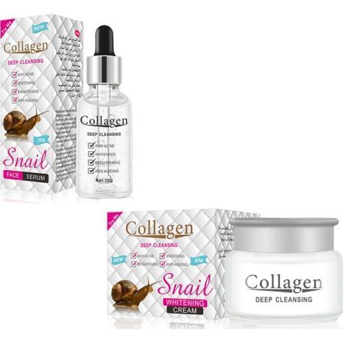 Original Snail Face Serum and Advanced Night Repair Night Collagen Cream Whitening Anti Aging Rebuild Skin Anti-Aging Vitality