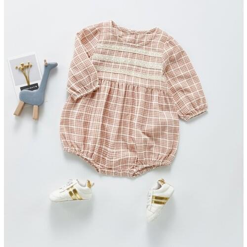 2021 Autumn New Baby Long Sleeve Bodysuit For Girl Long Sleeve Clothes With Lace Princess Style Toddler Jumpsuit