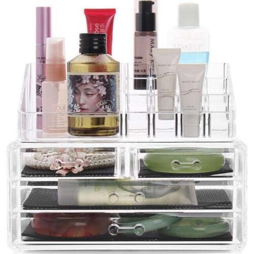 Top style with drawer lipstick makeup storage box transparent desktop jewelry storage box