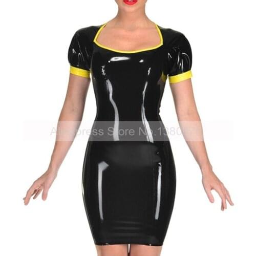 Sexy Natural Latex Dress Tight Dress Rubber Fetish Women Costumes Custom Made With Back Zip S-LD256