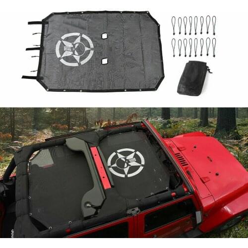 Mesh Sun Shade Top Cover Provides UV Protection for Jeep Wrangler 4Dr JKU Parts