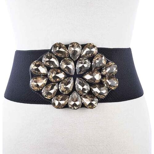 Rhinestone Elegant Ladies Belt Western Fashion Crystal Woman Waist Shaped Elastic Belt Girdle For Skirt Dress Waist BL231