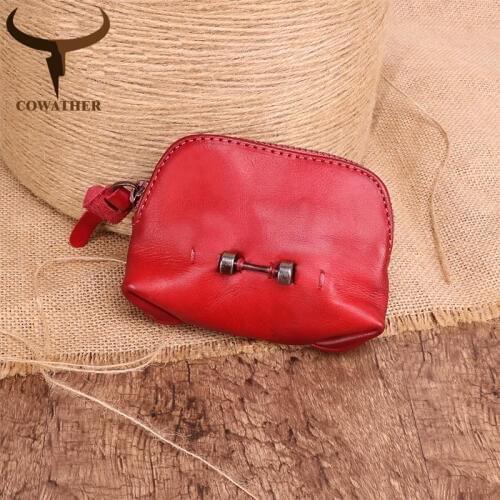 COWATHER 2019 high quality leather coin purse top cow genuine lady leather mini bag 2019 tow color small bag QK051 free shipping