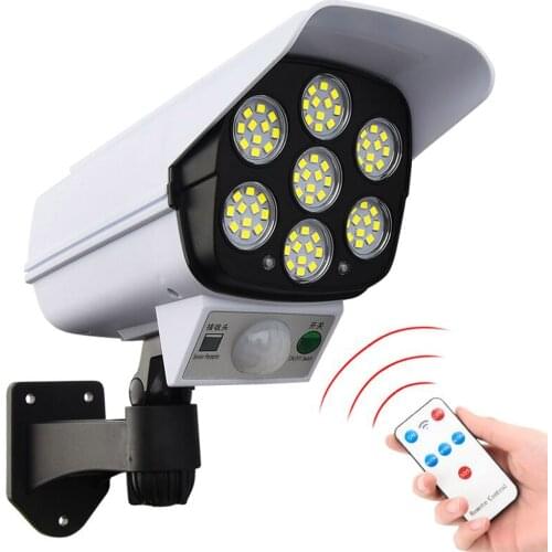 3 Modes 77 LED Solar Light Motion Sensor Security Dummy Camera Remote Control Solar Street Light Outdoor Waterproof Wall Lamp