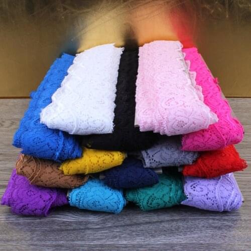 10yards/pack 14colors 3.5cm wide Tulle Wave Lace Trim Lace Ribbon for Ornaments Elastic Lace Stretch for Kids Hair Accessories