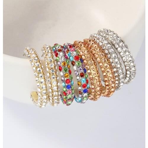 Itenice Bling Bling Hoop Earrings For Women Yellow Color Crystal Hollow Round Circle Earings Jewelry Gift For Wedding