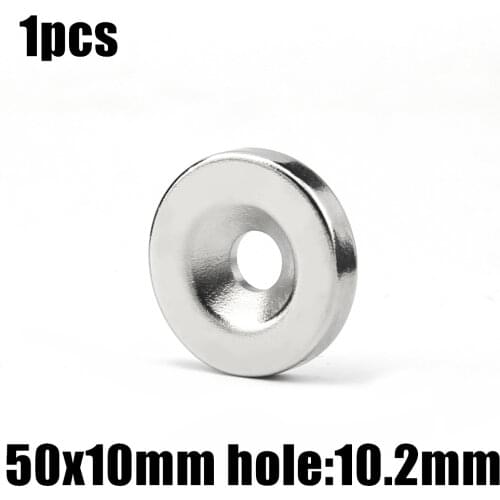 1pcs 50 x 10mm Hole: 10mm super Strong Round Neodymium Countersunk Ring Magnets Rare Earth N50 Free Shipping