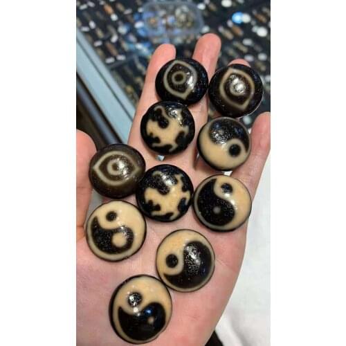 1pcs/lot Natural Agate Dzi Beads sheeps eye plate bead old weathered patina horseshoe pattern loose jewelry accessories