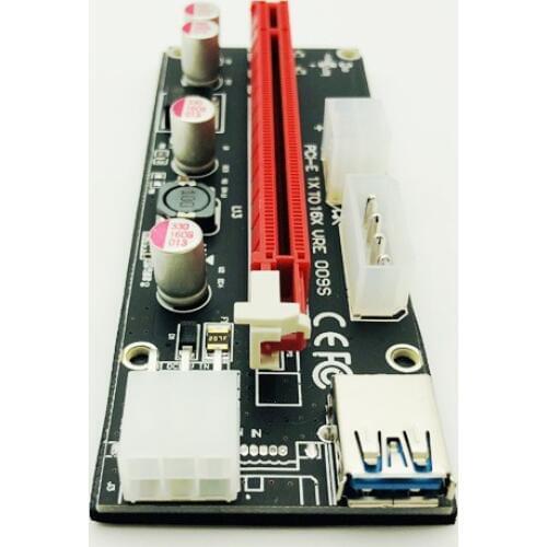 10pcs NEW PCIE 1x to 16X PCI Express PCI-E 009S Molex 6pin Power Supply Adapter SATA to USB 3.0 Cable Riser Card for BTC Mining