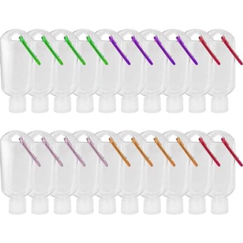 30/50 ML Travel Bottles with Hook refillable bottle plastic carabiner hook bottle with travel bottle container random colors