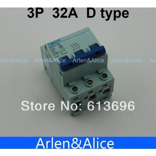3P 32A D type 240V/415V Circuit breaker MCB 4 POLES
