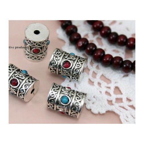5pcs/lot Tibetan silver Dripping oil spacer Cloisonne lotus Loose Spacer Beads for DIY Jewelry Making bracelet fg4f
