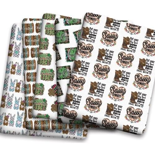 50*150cm New Hot Rabbit Cartoon Pattern Printed Leather Polyster Cotton Liverpool Bullet Fabric for DIY Handmade Half Yards