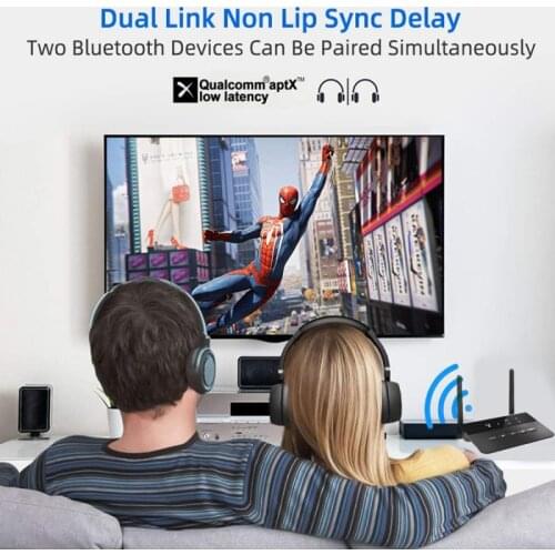 80M Bluatooth 5.0 Audio Transmitter Receiver Aptx LL Low Latency Wireless 3.5mm Aux Interface For TV CD Player IPod Laptop