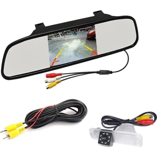 Car 4.3 inch TFT in-Mirror Monitor and LED Adjustable Angle Rear View Camera for KIA Rio K2 UB Pride Sedan