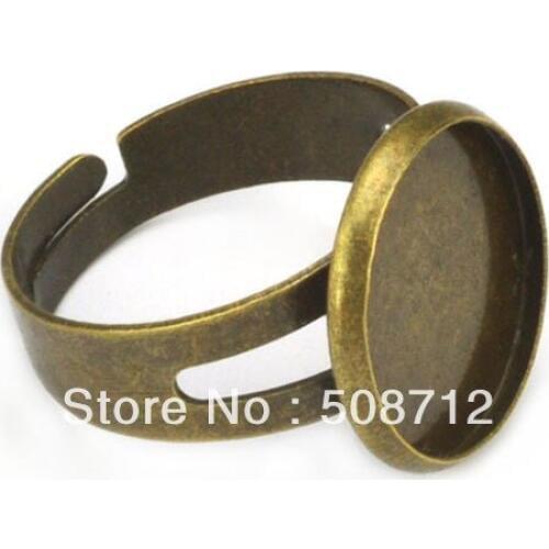 Free shipping!!!!!100pcs/lot Antique Bronze Fit 14mm Cameo Cabochon Ring Base, Adjustable Ring Blank,Ring settings