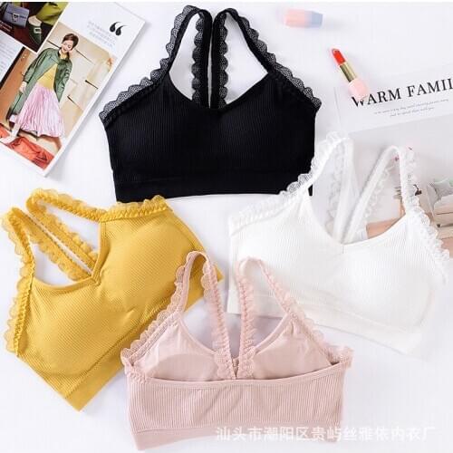 Womens Tube Top Bra Sexy Lace Top Womens Sports Bra Seamless Thread Sexy Lingerie Female Crop Top Bralette Cotton Underwear