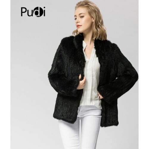 CR034 The New Winter Fur Coat Womens Knitted Real Rabbit Fur Coat /jacket Chinese Stand Collar Fashion 3colors