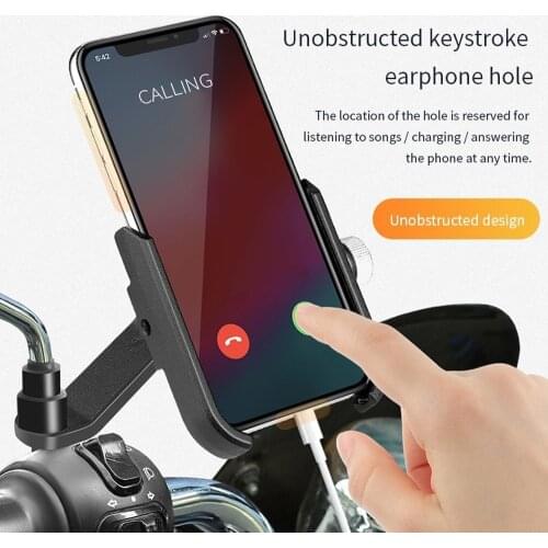Bicycle Motorcycle Phone Holder for 4.5-6.8 inches Smartphone Aluminum Alloy Mobile Phone Rack for Bike Motor Phone Bracket