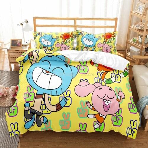 Cartoon Gumball Games Duvet Cover Set Queen King Size Cute Bedding Set For Children Decor Bedclothes 3D Kids Quilt Cover