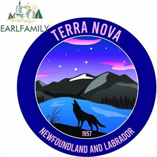 EARLFAMILY 13cm x 12.8cm for Terra Nova Newfoundland Wolf Cartoon Decal Laptop Windshield Car Stickers Refrigerator Decoration