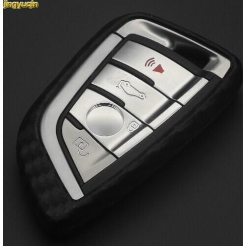 Jingyuqin Carbon Silicone Remote Smart Key Cover for BMW X1 X5 X6 F15 F16 F39 F48 G11 G30 7 Series 4 BTNs Car Keyless Case