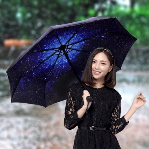 Creative Dream Starry Sky Arts Umbrella Female Parasol Outdoor Travel Sun Umbrellas windproof UV Rain Umbrellas for Men Women