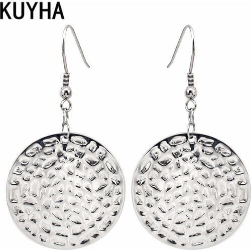 Circle Design Earrings Punk Style Silver Color Long Big Round Accessories Fashion Jewelry Best Present for Lovers Girl/Boy