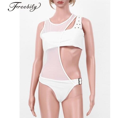 Fashion Swimwear Women Sexy One-Piece Bathing Swimming Suit Round Neck Sleeveless One Piece Cut Out Design Mesh Overlay Swimsuit