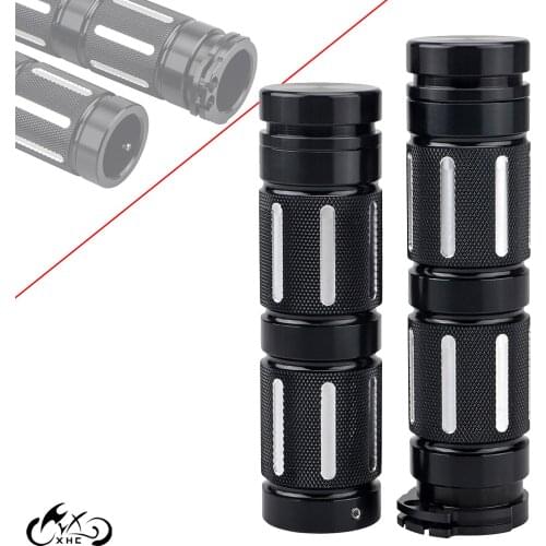 1Pair Motorcycle Aluminum 1'' Black Cut Handlebar Hand Grips Fit For Harley Dyna Electra Glide Sportster XL/XR Softail 1996-2017