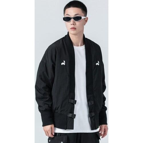 Mens Jacket Coat 2021 Black Kimono Gothic Jacket Japan Autumn Harajuku Fashion Streetwear Casual Loose Techwear Jackets Cardigan