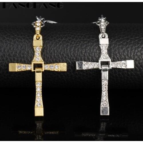 HANCHANG Accessories Fast Furious Toretto Cross Keychain Mans Personalised Keyring Rhinestones Keychain for Bags Jewelry