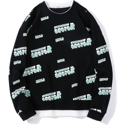 2021 Mens Streetwear Hip-Hop Printing Couple Hedging Sweater Suit Mens Autumn New Round Neck Casual All-Match Pullover Sweater