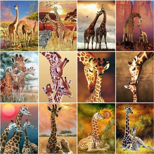 HUACAN 5D New Diamond Embroidery Animal Full Square Round Diamond Painting Giraffe Diamond Mosaic Cross Stitch Handmade Gift