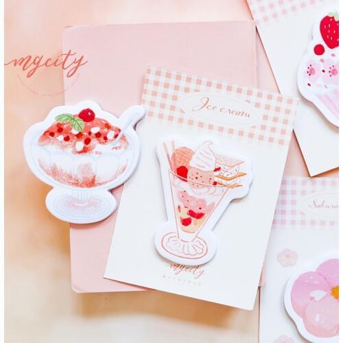 6 pcs Icecream Summer memo note set Mini sticky marker Cake Ice paper sticker planner diary Stationery tools Office School F597