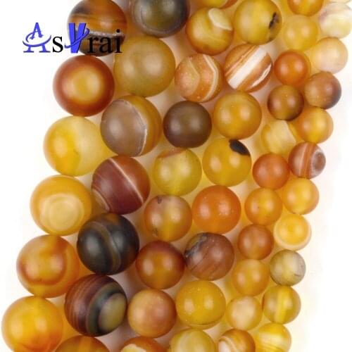 Natural Stone Matte Brown Agates Spacer Loose Round Beads For Jewelry Making 6/8/10mm Diy Bracelets Accessories 15"