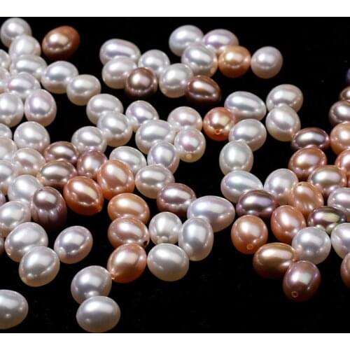 Wholesale 3A high quality rice shape/dropwater shape loose pearls 5x7mm-7x13mm white/pink/purple natural freshwater pearls