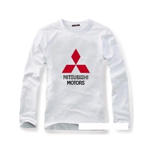 The new cotton long-sleeved Mitsubishi motors T-shirt car logo white autumn spring full sleeve T shirt
