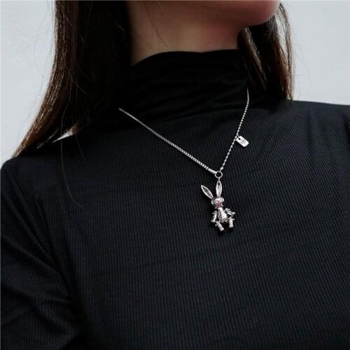 2019 New Hip Hop Rabbit Double English Letter Punk Chain Necklace for Women Man Party Gifts