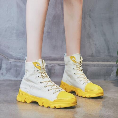 2019 New Arrival Canvas Ankle Boots For Women Hook Platform Boots Fashion Punk Black Boots Flat Shoes Winter Boots YYJ169