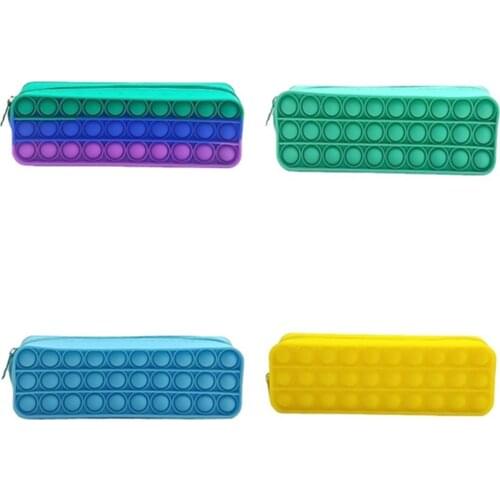 New Silicon Push Pop Bubble Simple Dimple Fidget Stationery Bag Pencil Pen Case Popper Sensory Poppet Fidget Makeup Cosmetic Bag