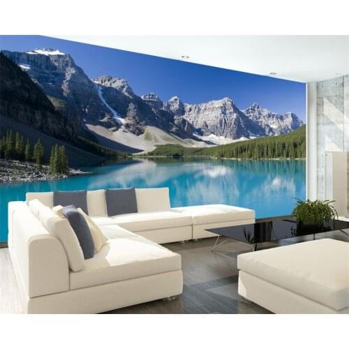 Beibehang wallpaper snow mountain lake landscape painting background modern European art murals living room large 3d wallpaper