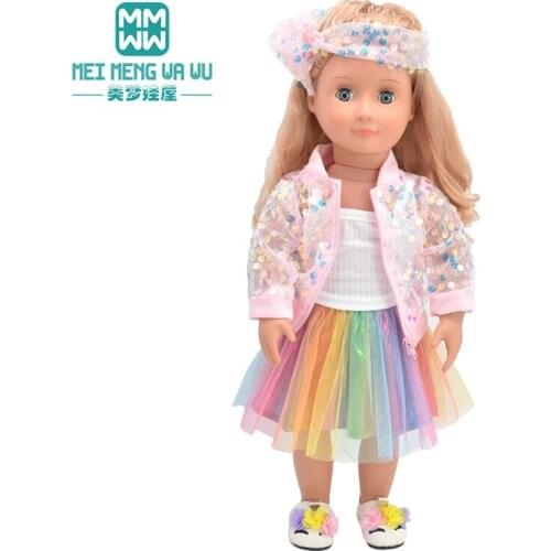 Clothes for doll Fashion sequined jacket suit dresses Fits 45cm American Doll accessories Girls gift