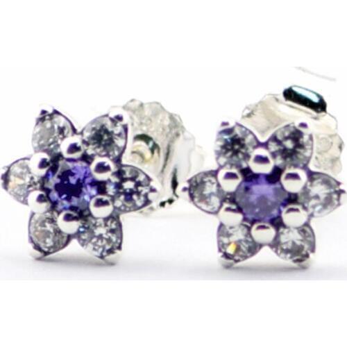 Authentic 925 Sterling Silver Forget Me Not Stud Earrings For Women Wedding Earings Fashion Jewelry Pendientes Brincos