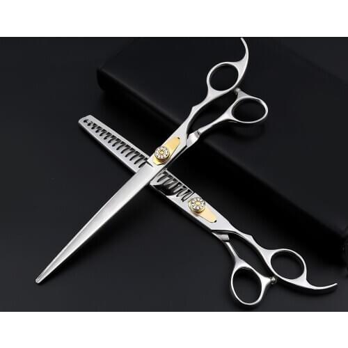 Professional 8.0 inch Pet Grooming Scissors Straight Thinning Shears Cat Dog Tesoura for Groomer Hair Cutting Scissors