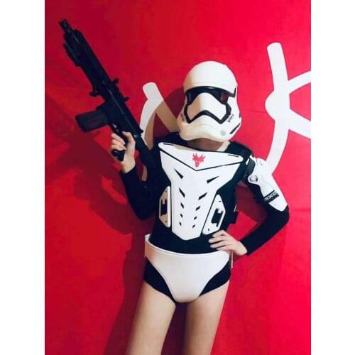 Sexy Female white armor soldier sexy costume playground parade club stage show dance wear