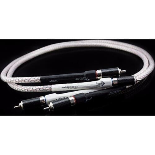 Pair Valhalla silver-alloy audio RCA interconnect cable with Carbon fiber RCA jack