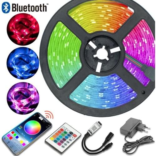 LED Strip Lights Bluetooth Control RGB 2835 DC 12V 7.5M EU Plug Diode Flexible Tape 32.8ft Home Decoration Christmas Luces Led