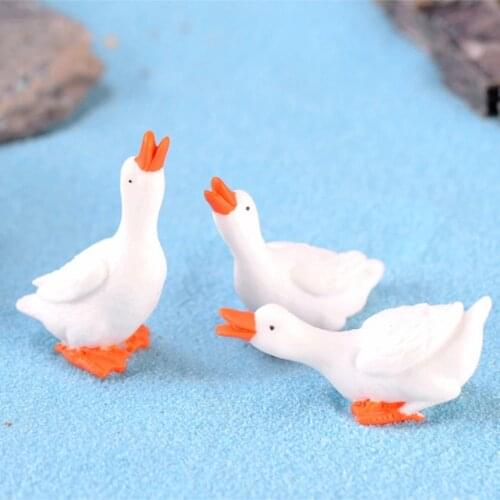 Goose Figurine Miniatures Home Decoration Kawaii Accessories Desk Garden Decor