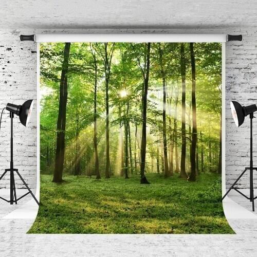 VinylBDS Green Screen Photograph Backgrounds Scenes Forest Sunlight Photographic Backgrounds Photo Backdrops for Photo Studio